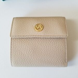 Valentina Tab Tooled Leather Wallet Beige New In Box